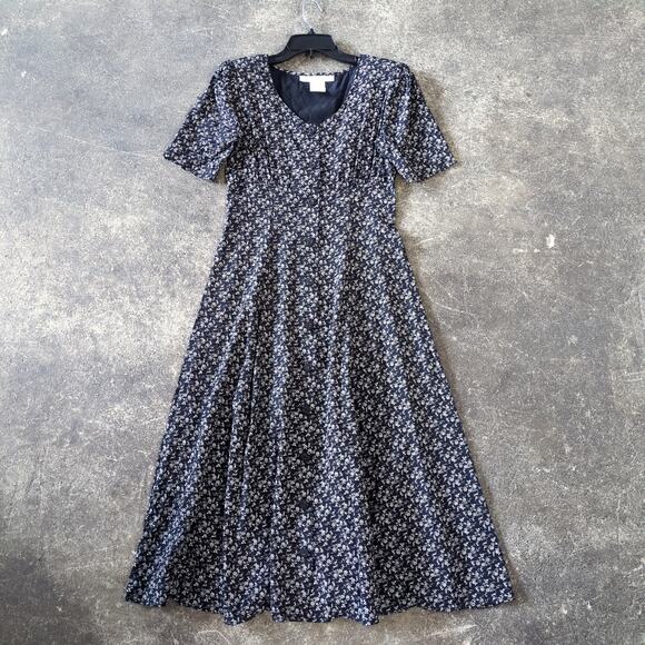 010 Maternity Dresses & Skirts - Vintage Elyees Button Up Maxi Dress Womens 6 Black Floral Elegant Summer